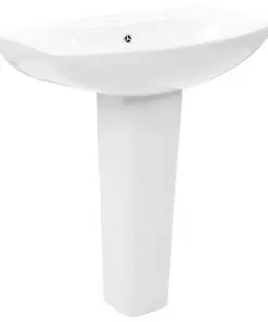 vidaXL Freestanding Basin with Pedestal Ceramic White 650x520x200 mm