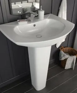 vidaXL Freestanding Basin with Pedestal Ceramic White 650x520x200 mm