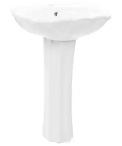 vidaXL Freestanding Basin with Pedestal Ceramic White 580x510x200 mm