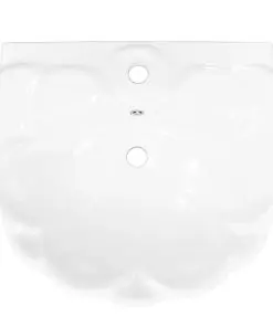 vidaXL Freestanding Basin with Pedestal Ceramic White 580x510x200 mm