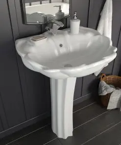 vidaXL Freestanding Basin with Pedestal Ceramic White 580x510x200 mm