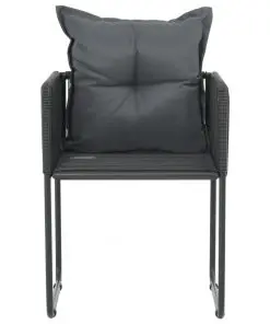 vidaXL Outdoor Chairs 2 pcs with Pillows Poly Rattan Black