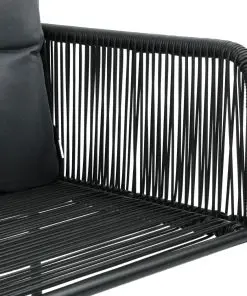 vidaXL Outdoor Chairs 2 pcs with Pillows Poly Rattan Black