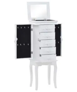 vidaXL Free Standing Jewelery Cabinet White