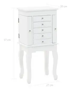 vidaXL Free Standing Jewelery Cabinet White