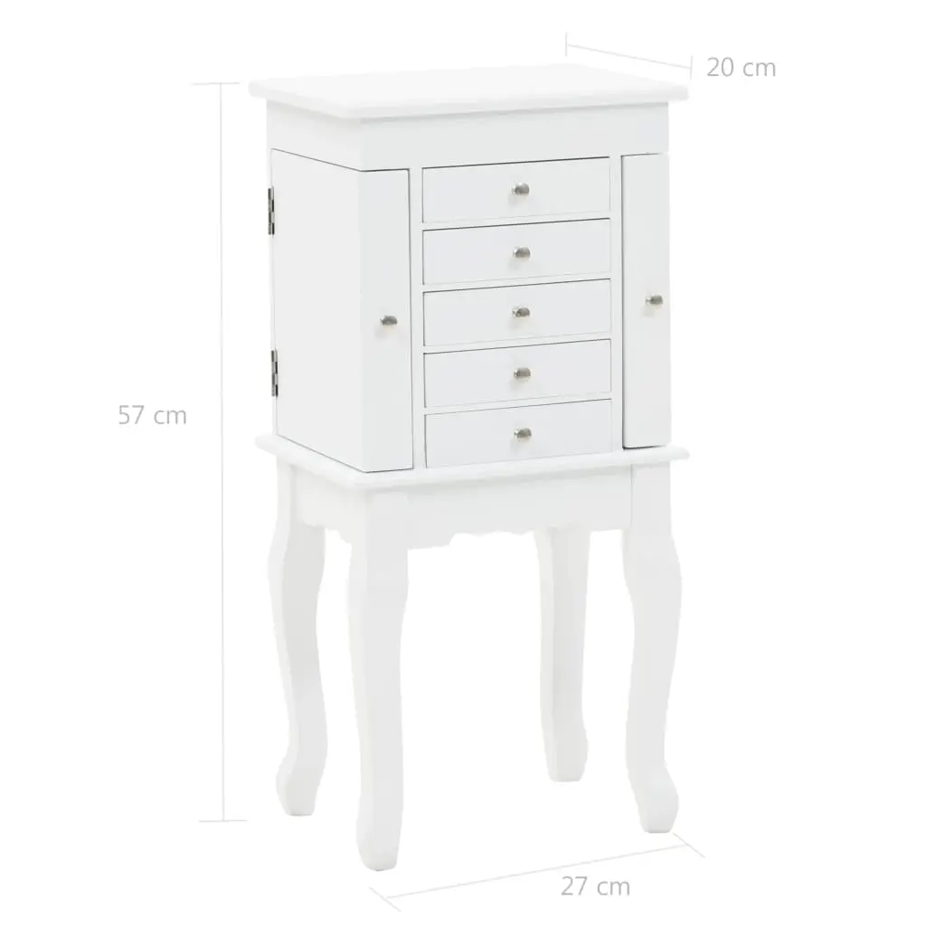 vidaXL Free Standing Jewelery Cabinet White