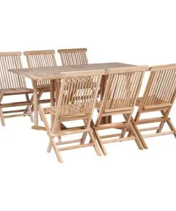 vidaXL 7 Piece Folding Outdoor Dining Set Solid Teak Wood