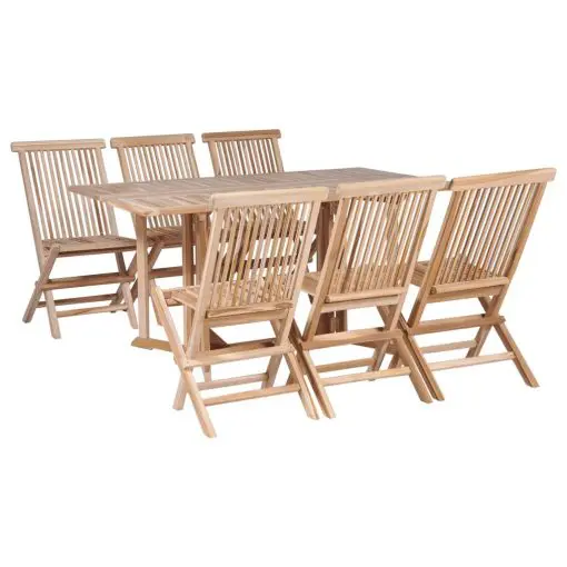 vidaXL 7 Piece Folding Outdoor Dining Set Solid Teak Wood