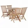 vidaXL 5 Piece Folding Outdoor Dining Set Solid Teak Wood vidaXL 5 Piece Folding Outdoor Dining Set Solid Teak Wood