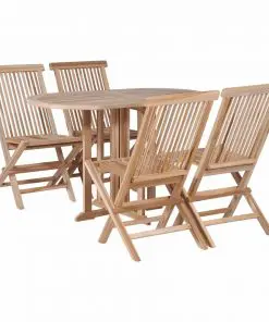 vidaXL 5 Piece Folding Outdoor Dining Set Solid Teak Wood