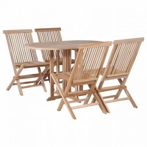 vidaXL 5 Piece Folding Outdoor Dining Set Solid Teak Wood