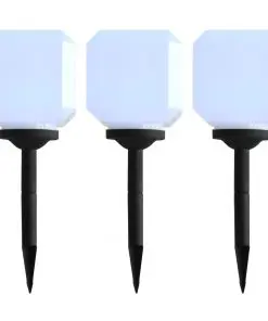 vidaXL Outdoor Solar Lamps 3 pcs LED Cubic 20 cm White