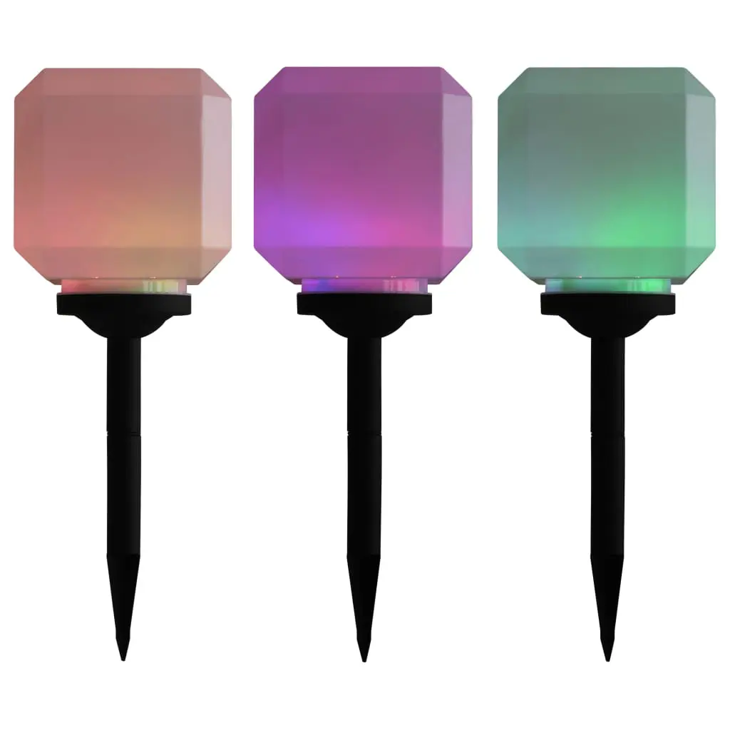 vidaXL Outdoor Solar Lamps 3 pcs LED Cubic 20 cm RGB