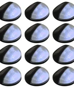 vidaXL Outdoor Solar Wall Lamps LED 12 pcs Round Black