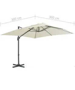 vidaXL Cantilever Umbrella with Aluminium Pole 300×300 cm Sand