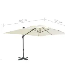 vidaXL Cantilever Umbrella with Aluminium Pole 400×300 cm Sand