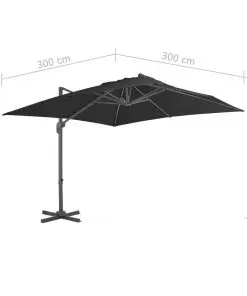 vidaXL Cantilever Umbrella with Aluminium Pole 300×300 cm Anthracite
