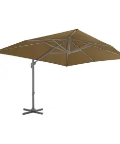 vidaXL Cantilever Umbrella with Aluminium Pole 400×300 cm Taupe