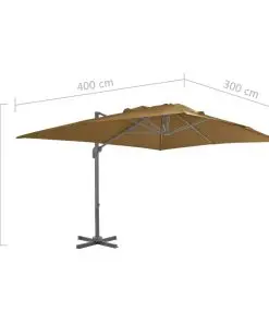 vidaXL Cantilever Umbrella with Aluminium Pole 400×300 cm Taupe