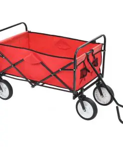 vidaXL Folding Hand Trolley Steel Red