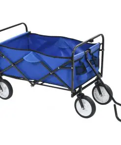 vidaXL Folding Hand Trolley Steel Blue