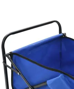 vidaXL Folding Hand Trolley Steel Blue