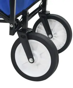vidaXL Folding Hand Trolley Steel Blue