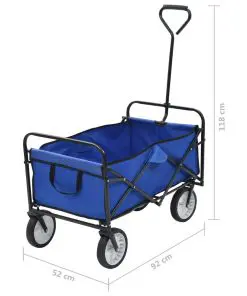 vidaXL Folding Hand Trolley Steel Blue