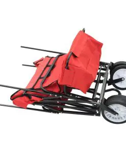 vidaXL Folding Hand Trolley with Canopy Steel Red