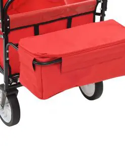 vidaXL Folding Hand Trolley with Canopy Steel Red