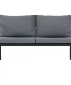 vidaXL 2 Seater Garden Bench with Cushions Grey Aluminium