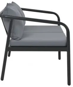 vidaXL 2 Seater Garden Bench with Cushions Grey Aluminium
