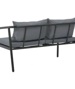 vidaXL 2 Seater Garden Bench with Cushions Grey Aluminium