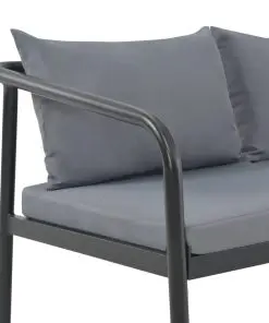 vidaXL 2 Seater Garden Bench with Cushions Grey Aluminium