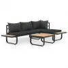 vidaXL 2 Piece Garden Corner Sofa Set with Cushions Aluminium WPC