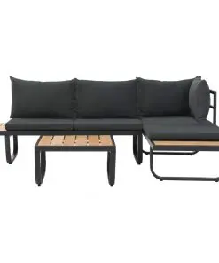 vidaXL 2 Piece Garden Corner Sofa Set with Cushions Aluminium WPC