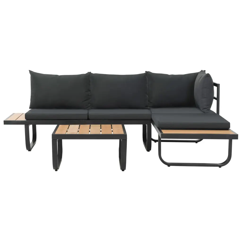 vidaXL 2 Piece Garden Corner Sofa Set with Cushions Aluminium WPC