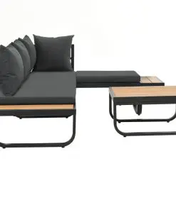 vidaXL 2 Piece Garden Corner Sofa Set with Cushions Aluminium WPC