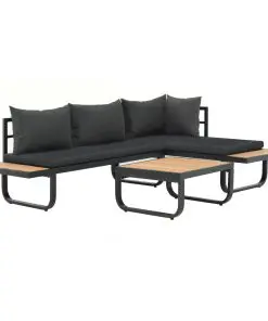 vidaXL 2 Piece Garden Corner Sofa Set with Cushions Aluminium WPC