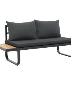 vidaXL 2 Piece Garden Corner Sofa Set with Cushions Aluminium WPC