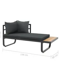 vidaXL 2 Piece Garden Corner Sofa Set with Cushions Aluminium WPC