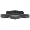 vidaXL 6 Piece Garden Lounge Set with Cushions Poly Rattan Black