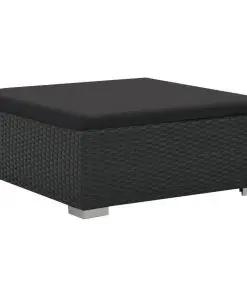 vidaXL 6 Piece Garden Lounge Set with Cushions Poly Rattan Black