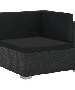 vidaXL 6 Piece Garden Lounge Set with Cushions Poly Rattan Black