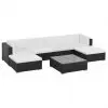 vidaXL 7 Piece Garden Lounge Set with Cushions Poly Rattan Black