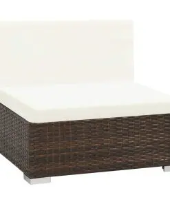 vidaXL 7 Piece Garden Lounge Set with Cushions Poly Rattan Brown