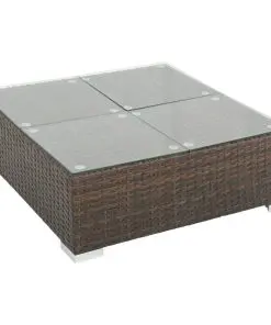 vidaXL 7 Piece Garden Lounge Set with Cushions Poly Rattan Brown