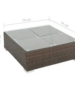 vidaXL 7 Piece Garden Lounge Set with Cushions Poly Rattan Brown