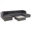 vidaXL 7 Piece Garden Lounge Set with Cushions Poly Rattan Grey