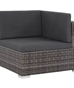 vidaXL 7 Piece Garden Lounge Set with Cushions Poly Rattan Grey